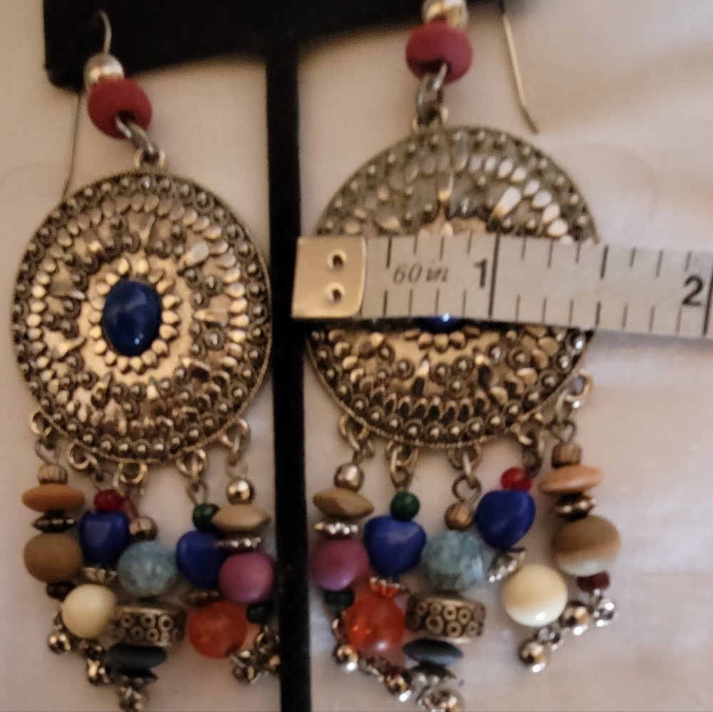 Silver/ Multicolor Dangle Earrings - image 3